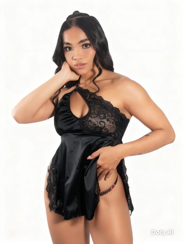 BABYDOLL + TANGA SATIN Y ENCAJE ALEXANDRA - Imagen 3