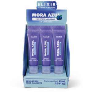 GEL INTIMO SABORIZADO MORA AZUL ELIXIR 15ML (CAJA X 6)